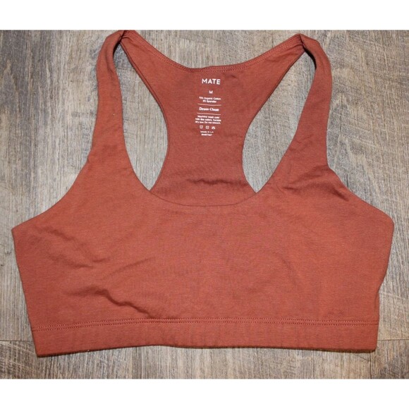 Mate the Label Women's Organic Stretch Sports Bra BURGUNDY M NEW! - Picture 1 of 3